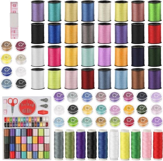 Set di Filo da Cucire - 74 Pezzi - per Macchina da Cucire - Set di Filo da Cucire a Colori Misti con Accessori per Mano e Macchina da Cucire