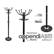 Trade Shop - Appendiabiti Nero 176 Cm In Metallo Attaccapanni Con Piantana Base In Marmo -