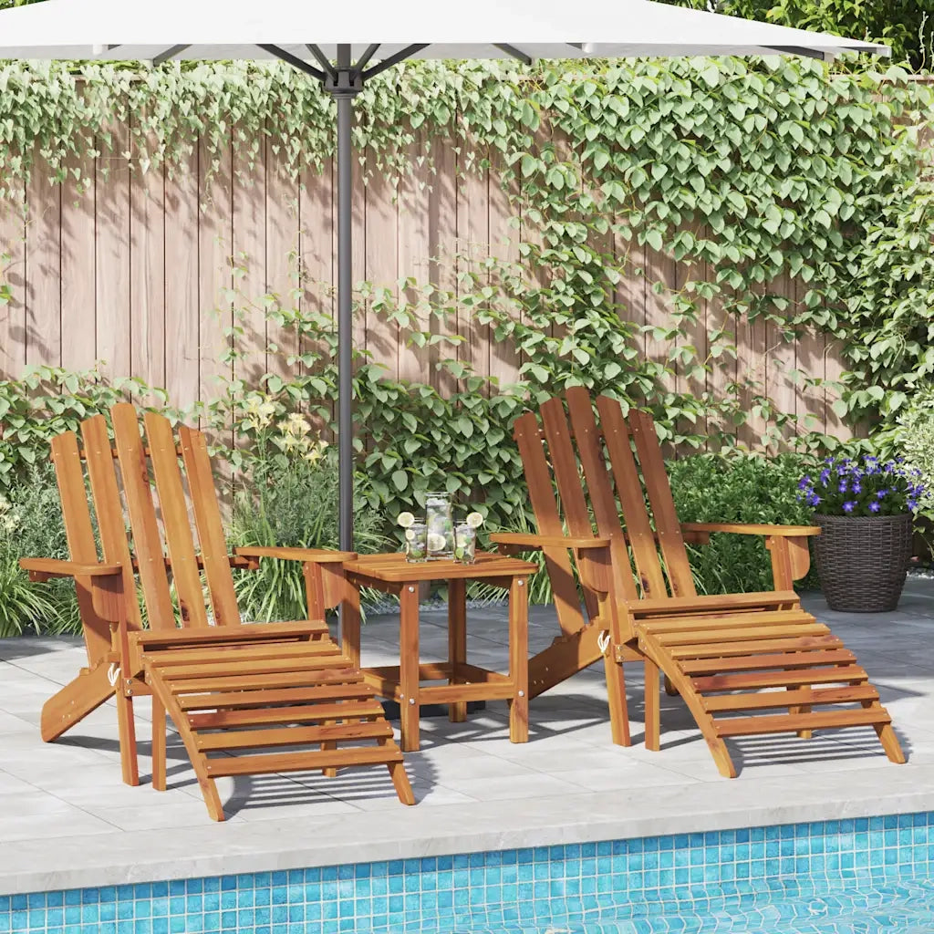 Sedie Giardino Adirondack Poggiapiedi 2pz Legno Massello Acacia