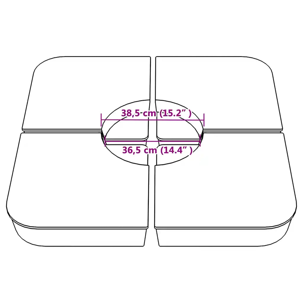 vidaXL Set Base per Ombrellone 4 pz con Supporto a Croce 100 kg PP