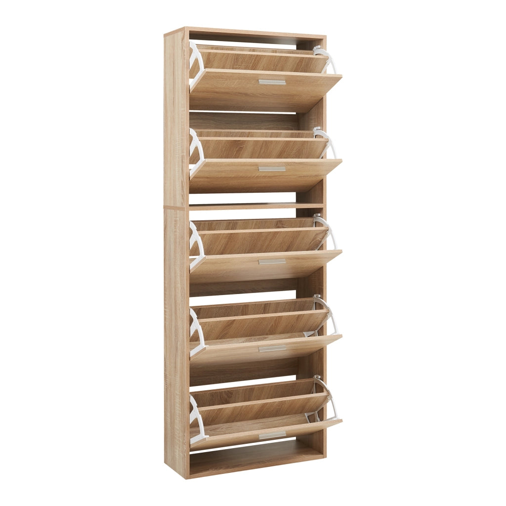 Scarpiera Sykkylven con 5 Contenitori Ribaltabili - Effetto Rovere Sonoma [en.casa]