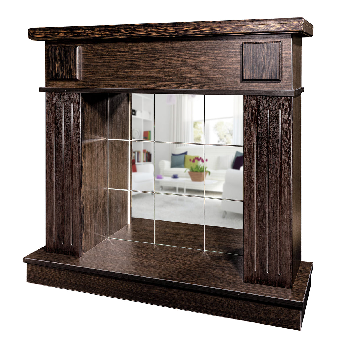 Camino Decorativo da Pavimento 99,7x103,4x27 cm con Specchio  Marina Plus Bianco