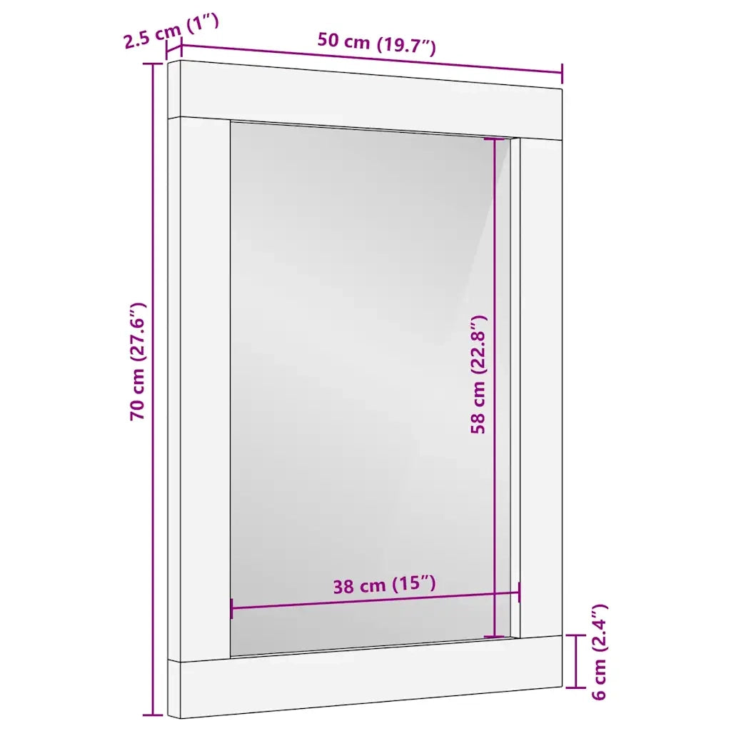 vidaXL Specchio con specchio marrone e argento 50 x 70 cm
