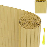 Schermo per giardino in PVC - separazione per balcone e schermo per terrazza e giardino - colore bambù - 1,8x4m