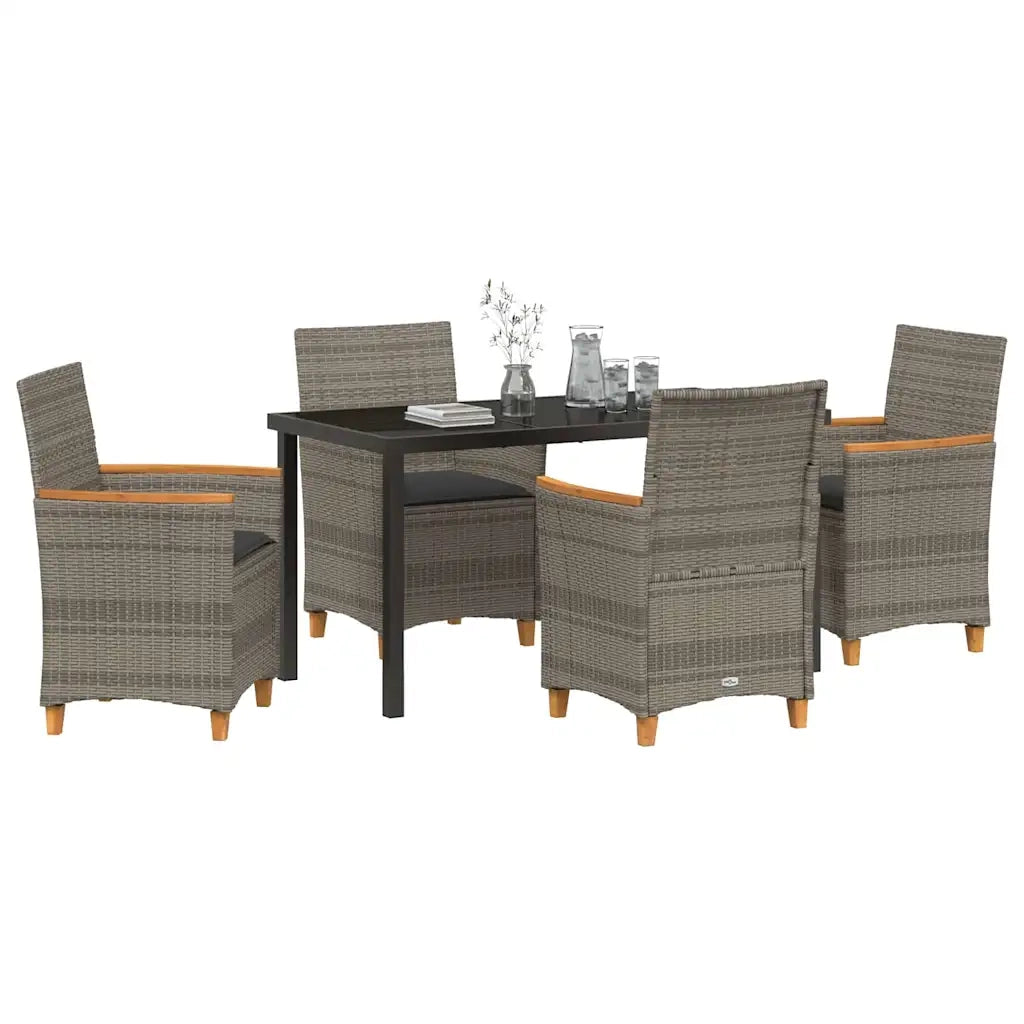Set da Pranzo per Giardino 5 pz Grigio polyrattan 3381095