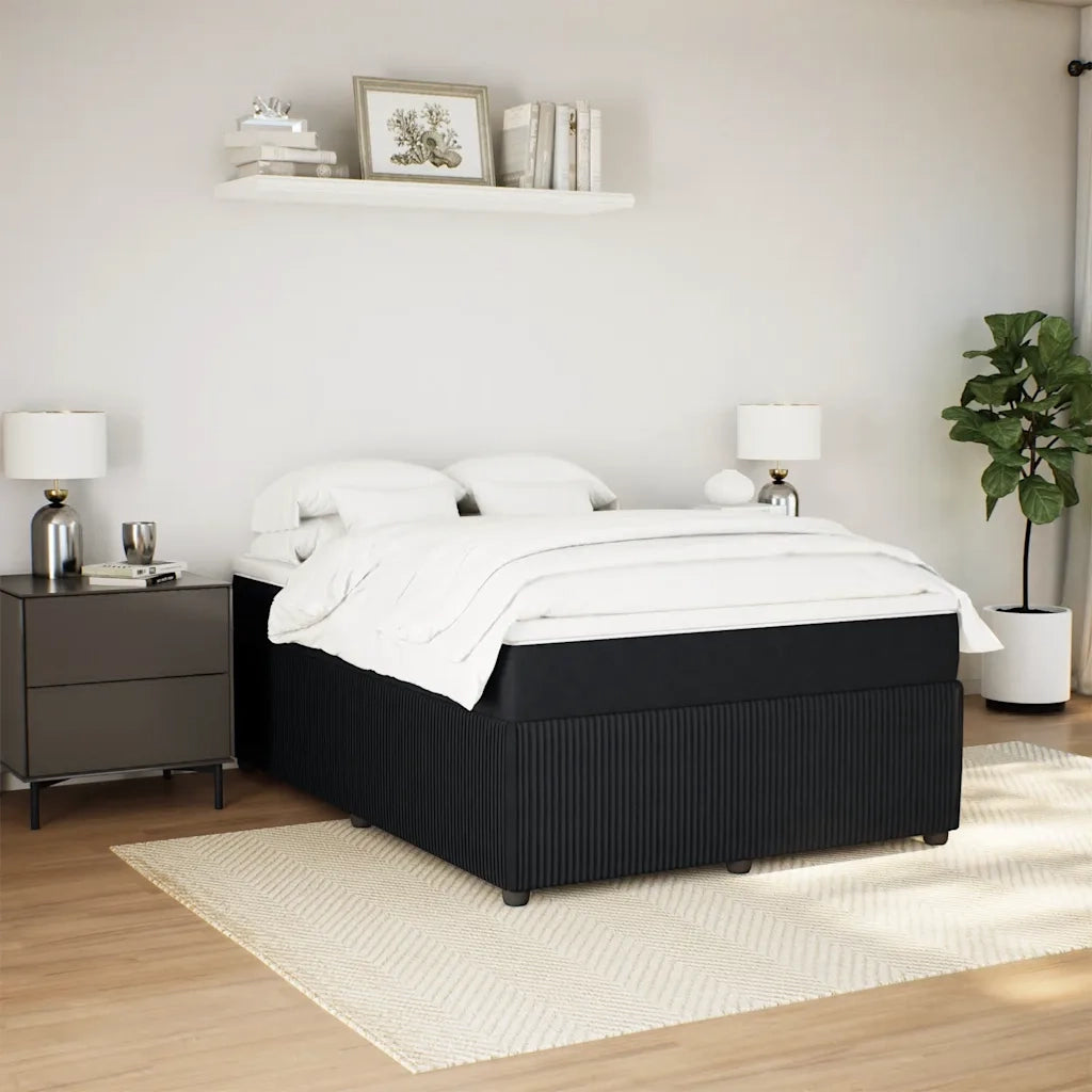 Giroletto a Molle con Materasso Nero 140x190 cm in Velluto
