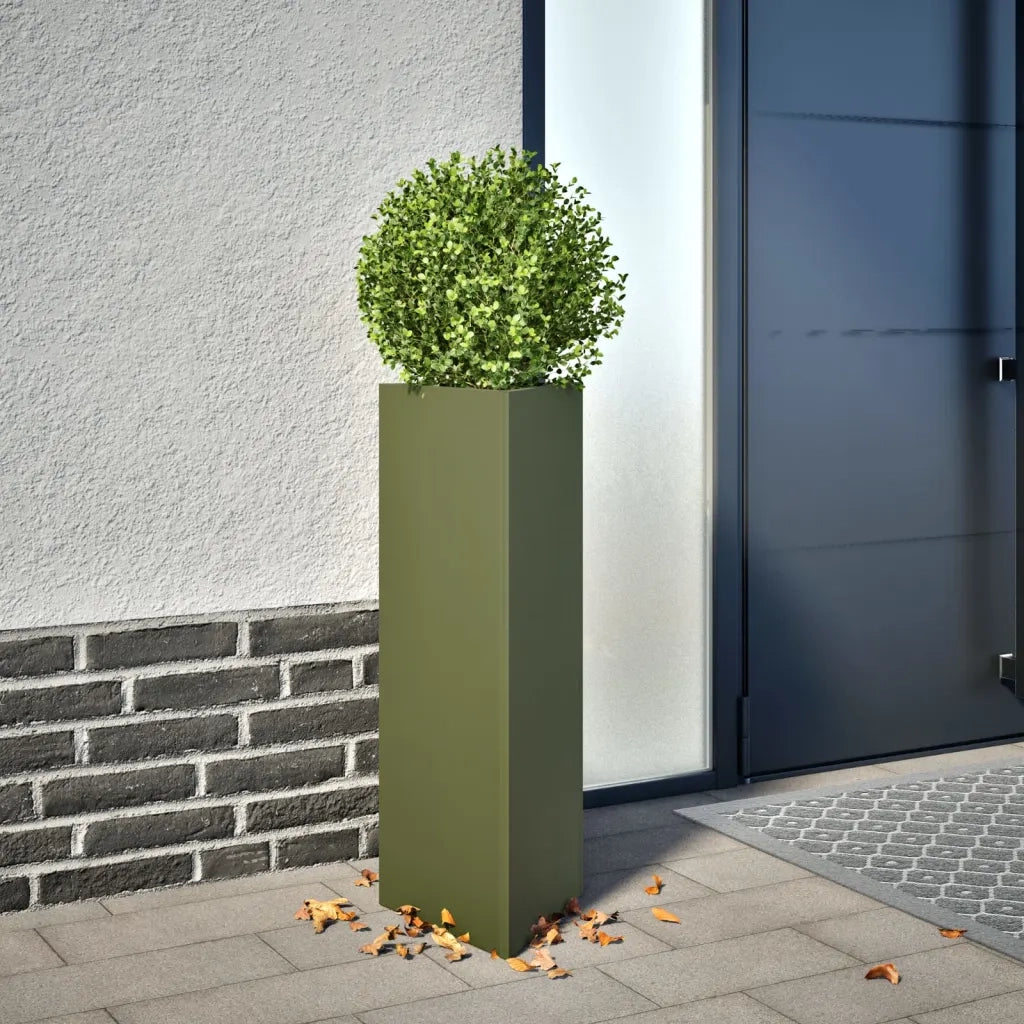 Fioriere 2 pz Verde Oliva Triangolari 30x26x75 cm in Acciaio 851150