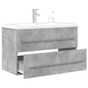 Set Mobili da Bagno 2 pz Grigio Cemento in Legno Multistrato