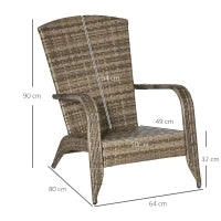 Sedia da Giardino Adironrack con Braccioli, in Rattan e Acciaio, 64x80x90 cm, Marrone e Blu