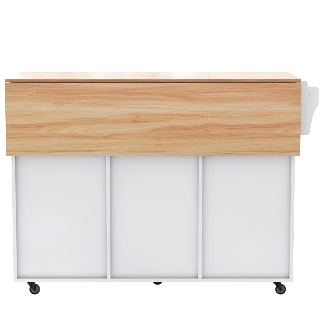 Carrello da cucina con piano pieghevole e ruote in MDF bianco