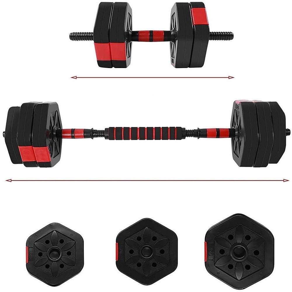 Trade Shop - Set Manubri Bilanciere Con Biella Regolabili 15kg Allenamento Corpo Palestra Casa -