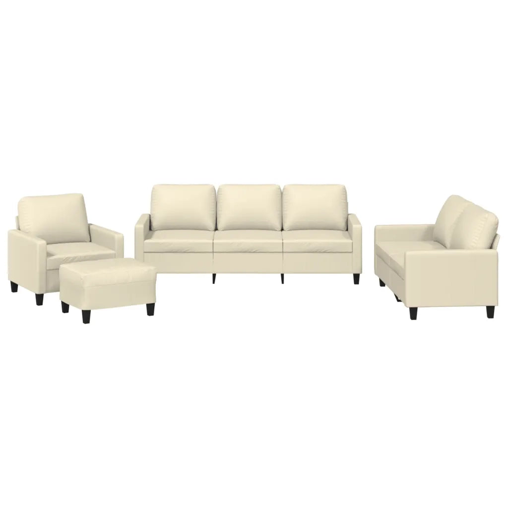 Set di Divani 4 pz con Cuscini crema in Similpelle 3201404
