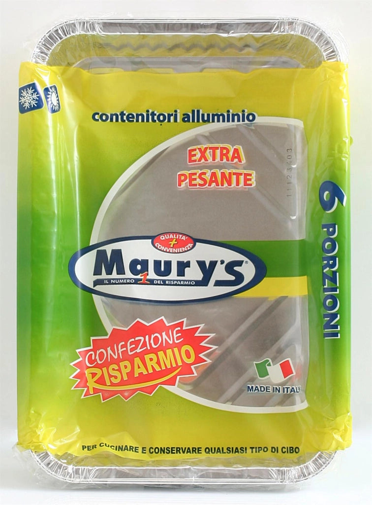 MAURY'S SET DA 10 CONTENITORI RETTANGOLARI IN ALLUMINIO DA 6 PORZIONI