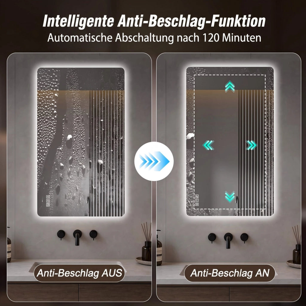 Specchio da bagno LED antiappannamento con memoria