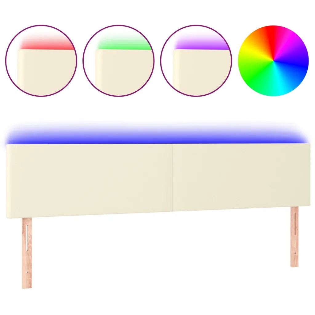 Testiera Crema a LED 160x5x78/88 cm in Similpelle cod mxl 50323