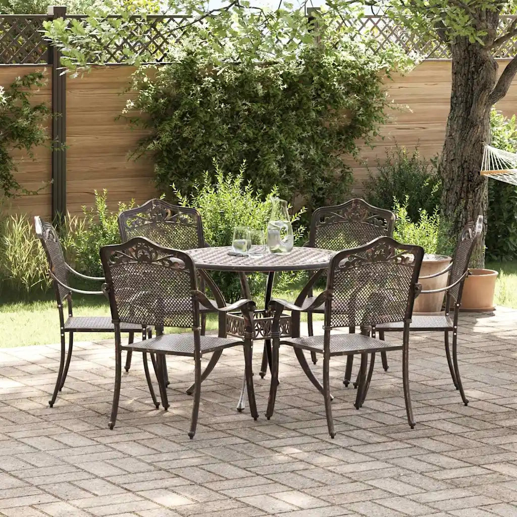 Set da Pranzo per Giardino 7 pcs Bronzo Alluminio 3334704