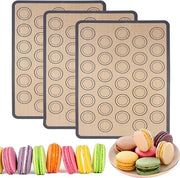 Set di Bakmat in Silicone per Macarons - Antiscivolo - Senza BPA - 42 x 29,5 cm - Superficie Antiforatura