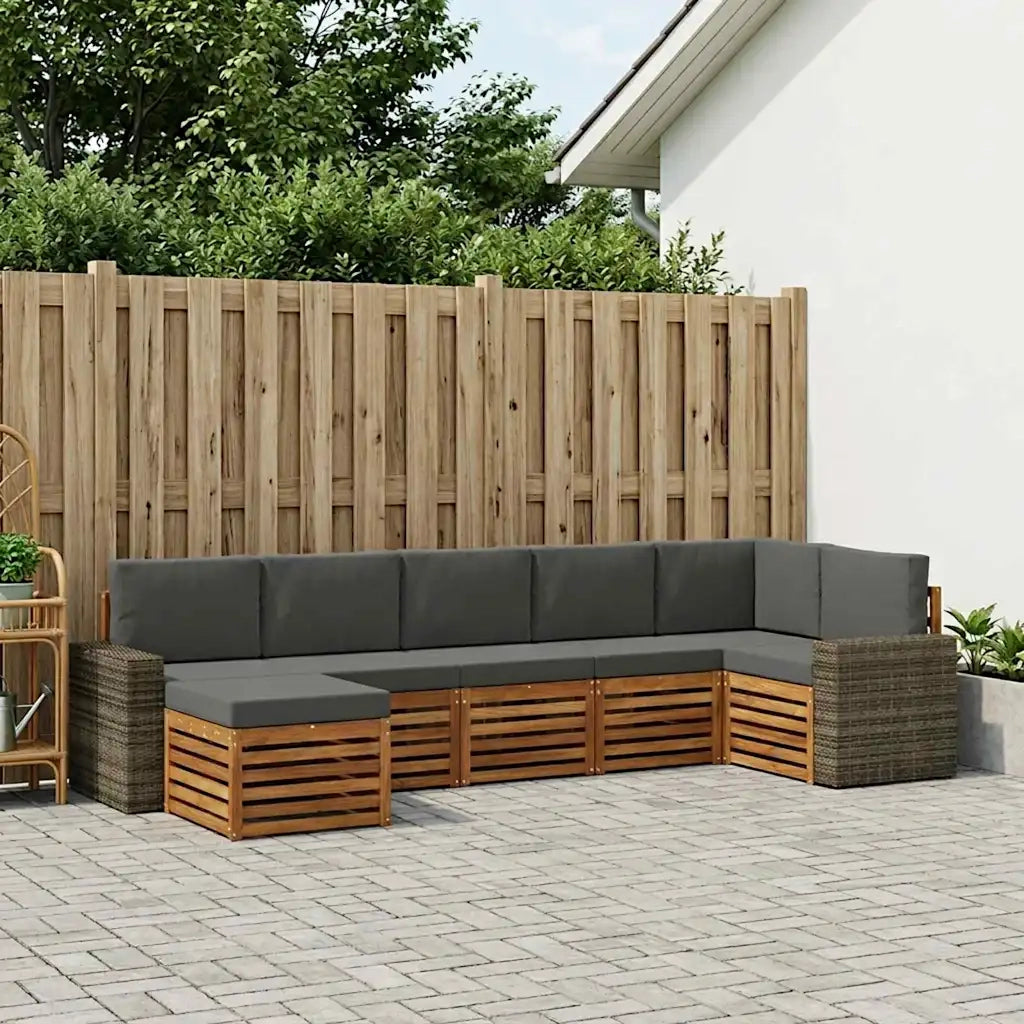 Set divano sezionale con cuscino 7 pcs Naturale e Antracite 3384638