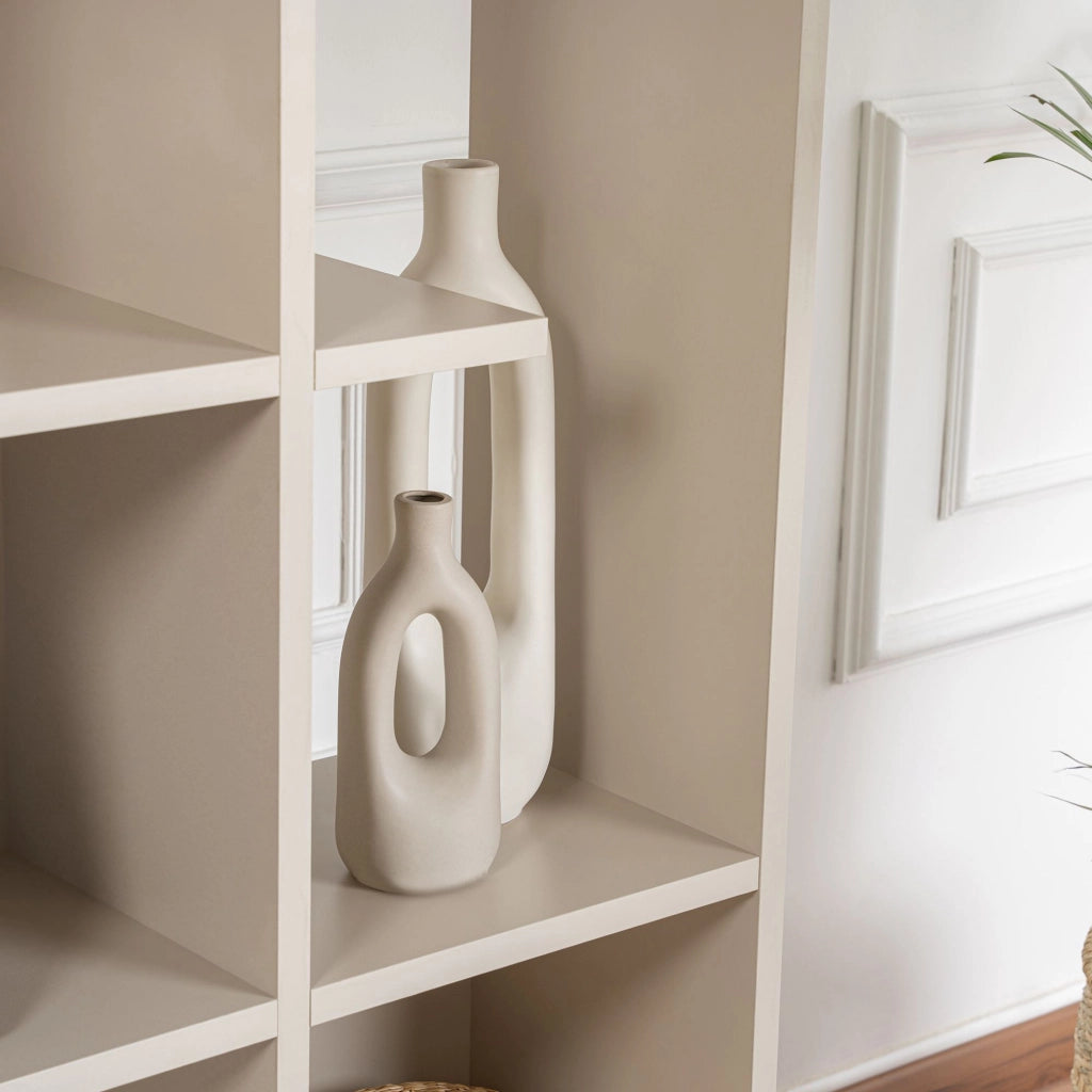Libreria in legno "Manco" - 122 x 25 x 188 cm - Pietra arenaria