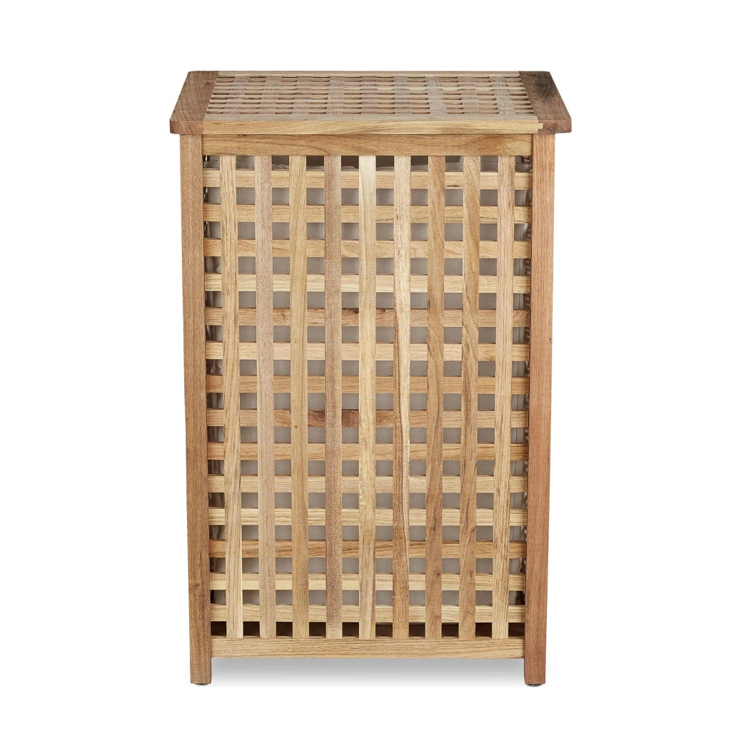 Cesto portabiancheria di design moderno per bagno 50 x 40 x 30 cm in legno di noce 13_0003284