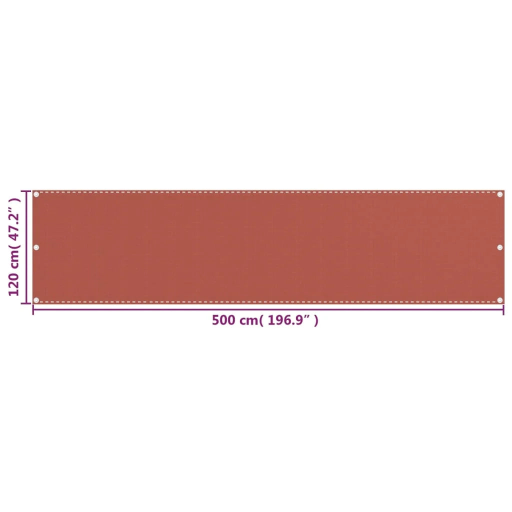 Paravento per balcone protezione privacy schermo privacy 120 x 500 cm HDPE terracotta 02_0010402