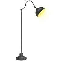 Lampada da terra con rotazione a 180°, lampada ad arco con paralume regolabile, interruttore al piede, 42x25,5x152cm, nero