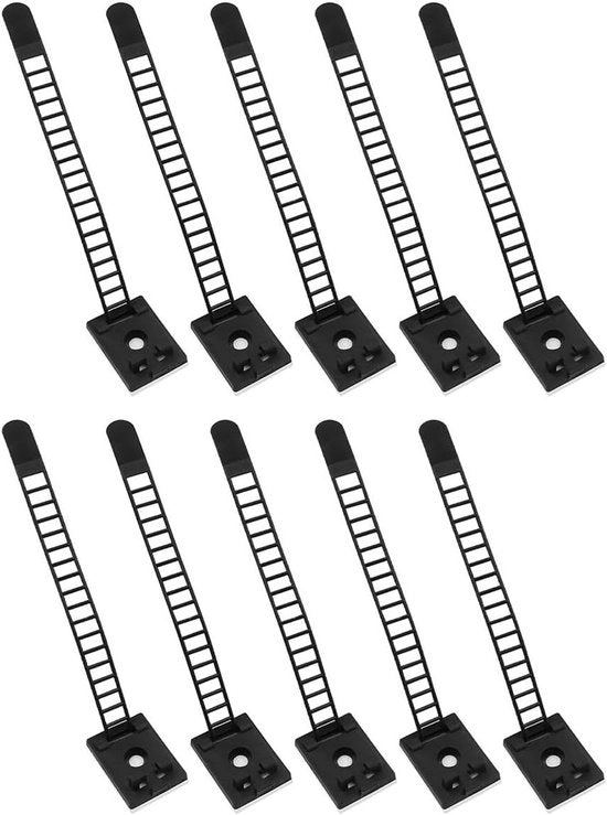 Cavi e Cavi Verst. 10 pz. con Adesivo - Cavi Neri Riciclabili - Senza Foratura - Soluzione di Gestione Cavi con Cavi Adesivi