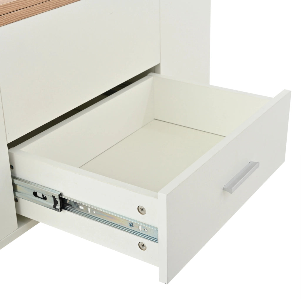 Tavolino trasformabile 100x50x45 cm con alzata idraulica; 4 sgabelli contenitore; legno; bianco naturale