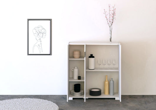 Credenza Alta 3 Ante 103x35x110 cm Riflesso Bianco Lucido