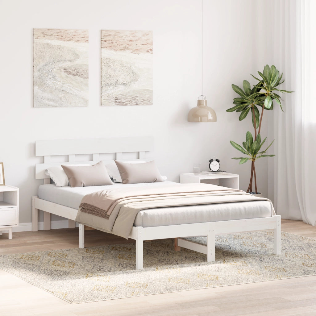 Struttura letto con testiera Bianca 120x200 cm Legno massello di pino