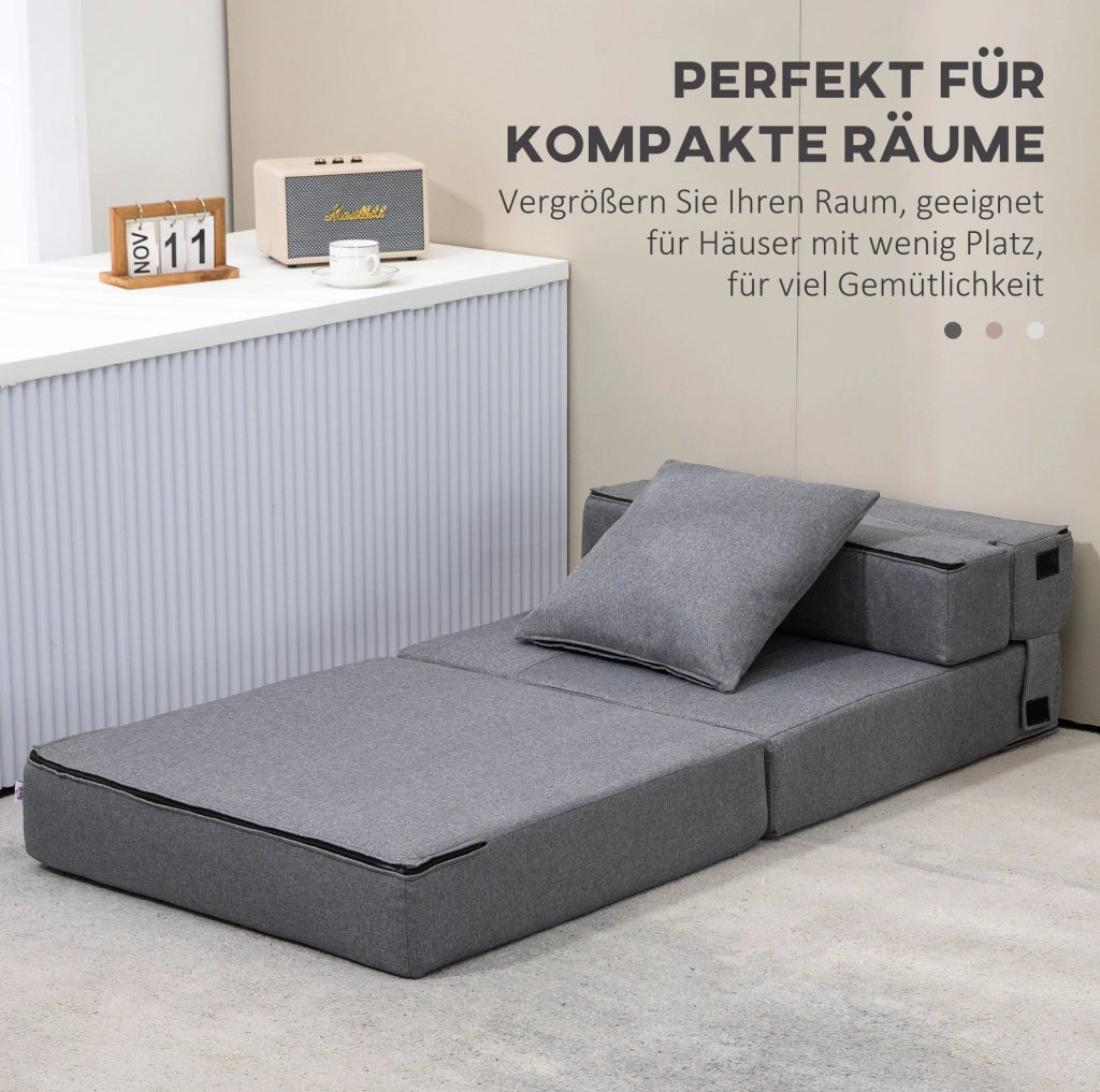 Poltrona letto pieghevole 2 in 1 grigio scuro