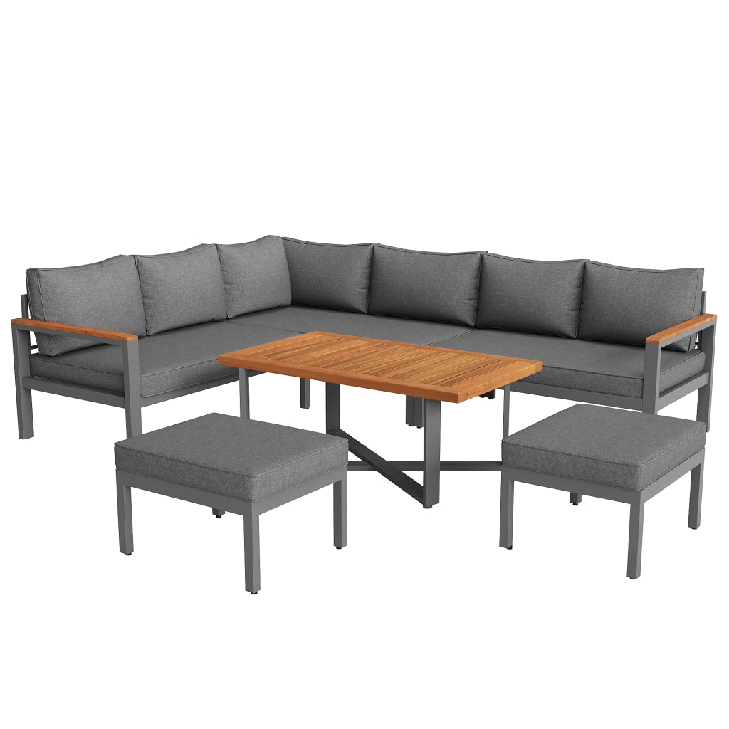 Set Salotto da Giardino 7-8 Posti ¨C MINIMAL ¨C Polyrattan, Metallo, per Balcone e Terrazza