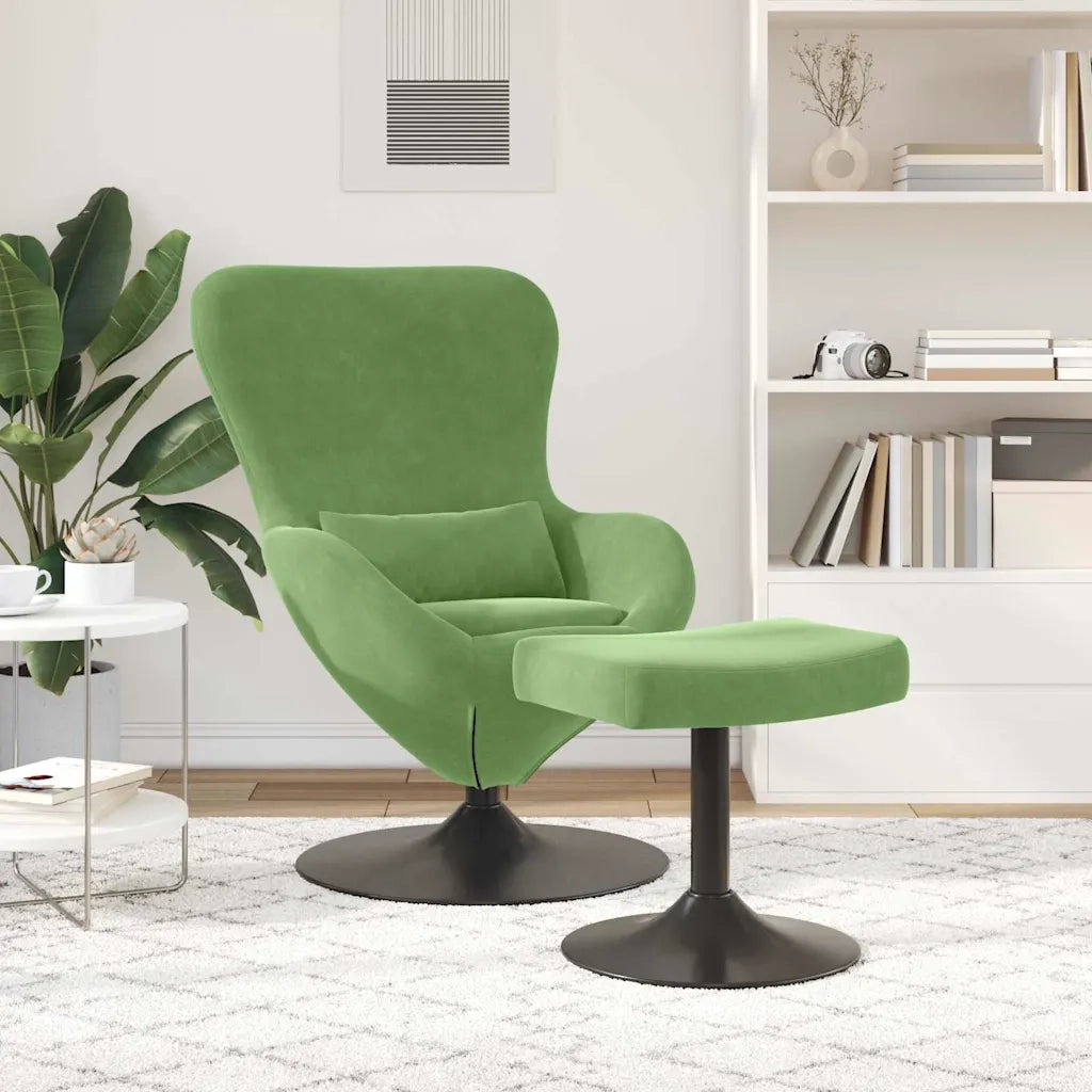 Sedia Egg con Pouf Verde chiaro Velluto 42002747