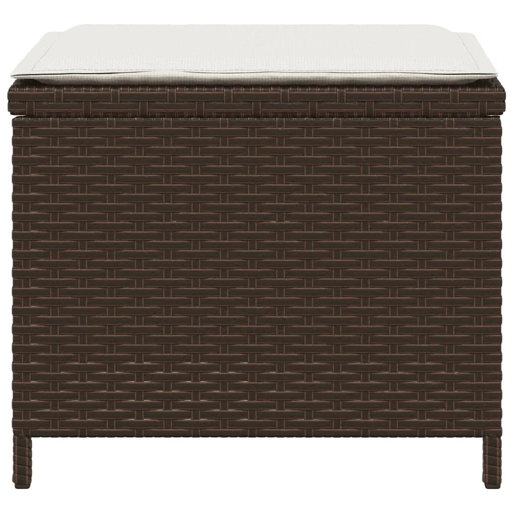 Sgabelli Giardino con Cuscini 4 pz Marroni 40x40x35cm Polyrattan CFW2270361