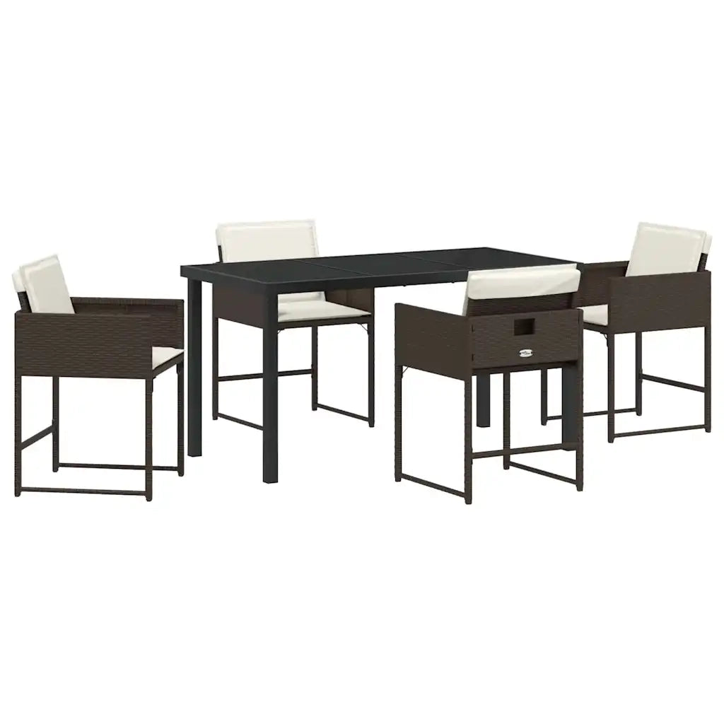 Set da Pranzo per Giardino 5 pcs Marrone polyrattan