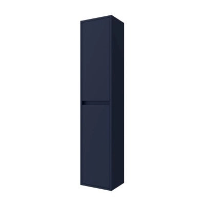 Colonna bagno sospesa 140 cm blu satinato ripiani regolabili Gaya