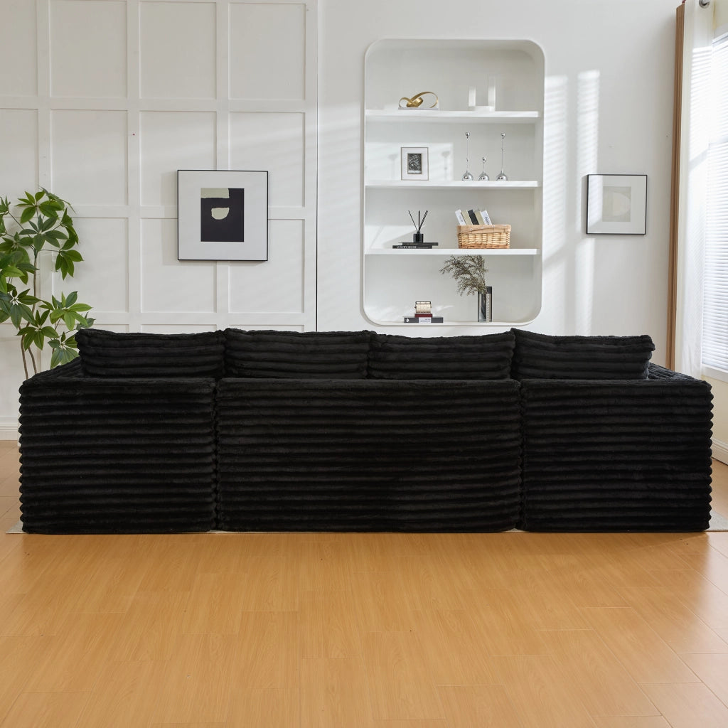 SOFA U-Forma 320x155x88 cm in Corduroy Nero