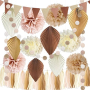 Decorazioni per Festa di Compleanno, Festa di Nascita e Matrimonio in Pastello Beige con Meringhe e Frecce di Carta