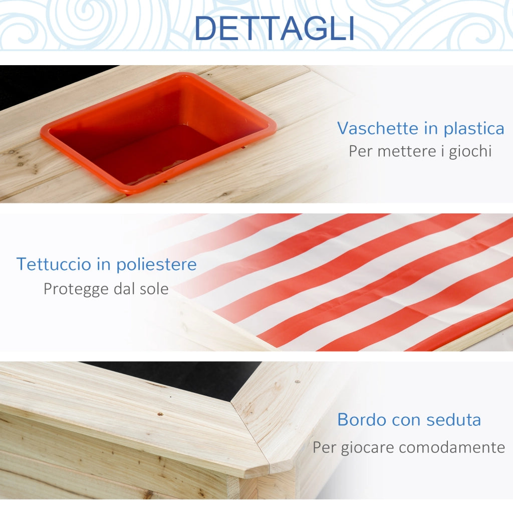 Casetta Sabbiera Bambini con Tettuccio ¨C zephmum ¨C Legno Abete 118x118x118 cm