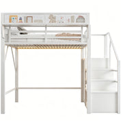 LETTO a soppalco 140x200 cm in metallo bianco con LED