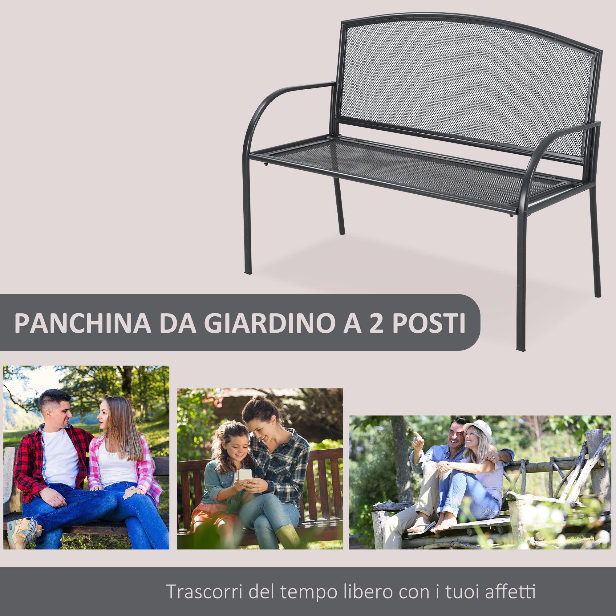 Panchina da Giardino 110,5x53,5x89 cm in Metallo Grigio scuro