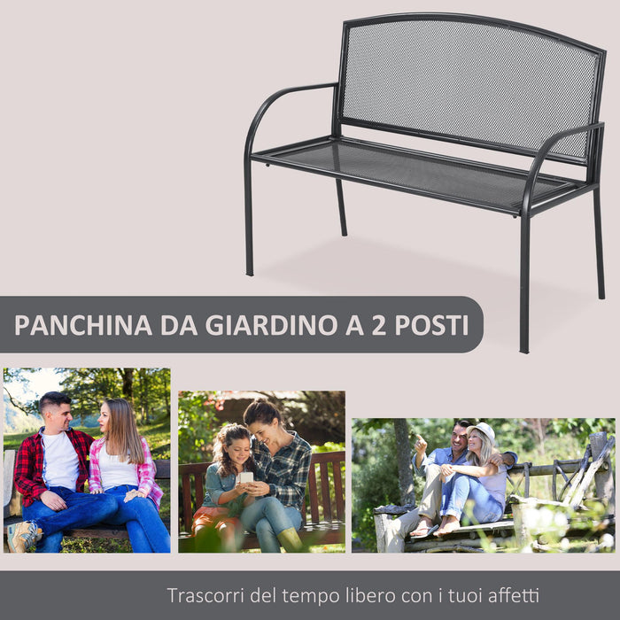 Panchina da Giardino 110,5x53,5x89 cm in Metallo Grigio scuro