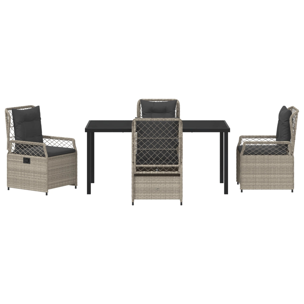 Set da Pranzo da Giardino 5 Pezzi Grigio Chiaro Polyrattan
