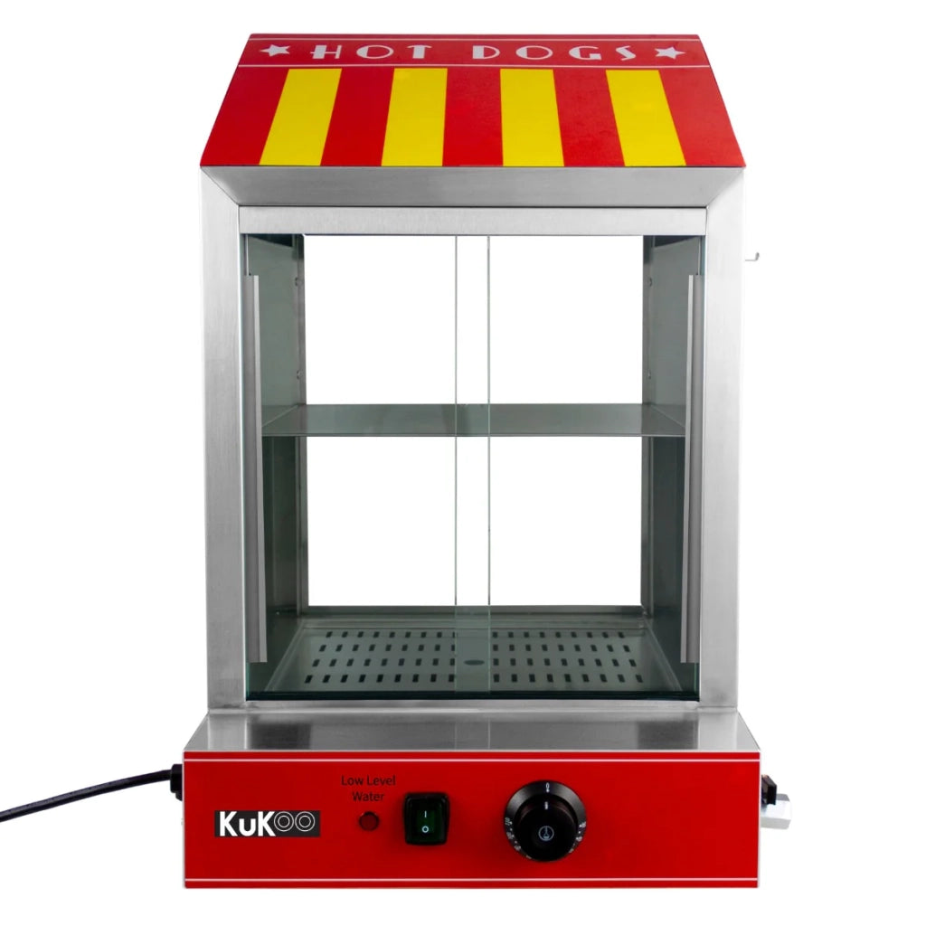 KuKoo Macchina a Vapore per Hot Dog in Acciaio Inox con Carrello per eventi, feste e attività commerciali