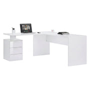 Ascuby, Scrivania Angolare Made in Italy, 180x60x75h cm Bianco Lucido