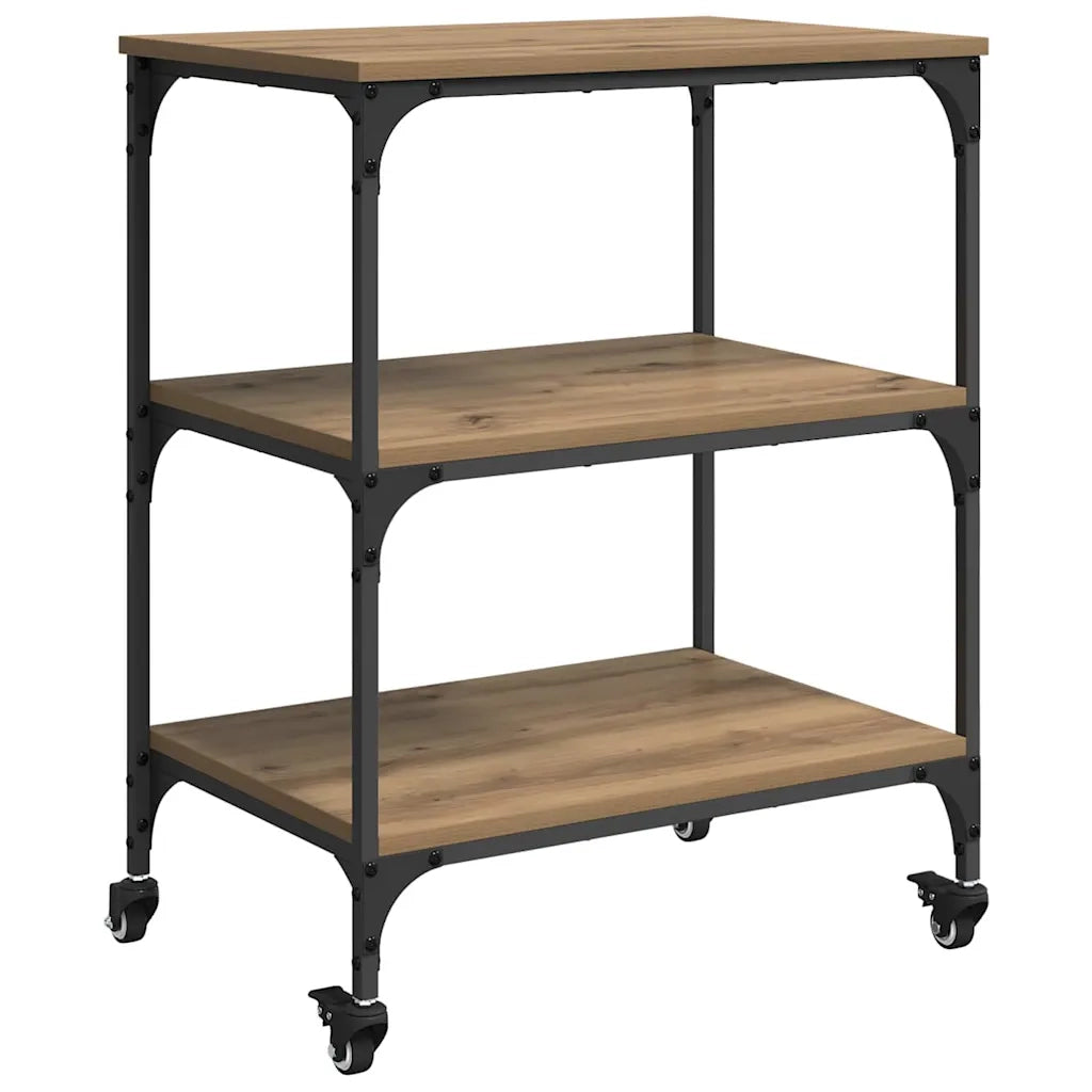 Carrello da Cucina-Scaffale per Cucina Rovere artigianale 60 x 41 x 76 cm