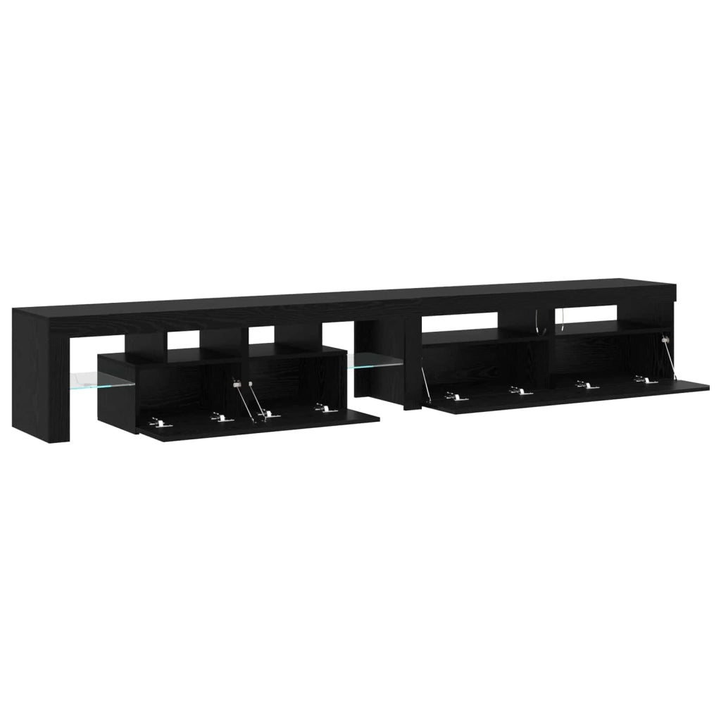 Set di 3 mobili TV rettangolari contemporanei con illuminazione a LED 260 x 37 x 40 cm legno ingegnerizzato nero 02_0055895