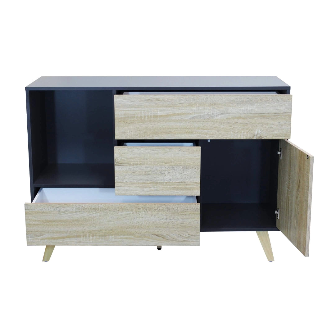 Madia con tre cassetti e un anta in Legno Composito cm 119x39 5x85 6 - GRADY
