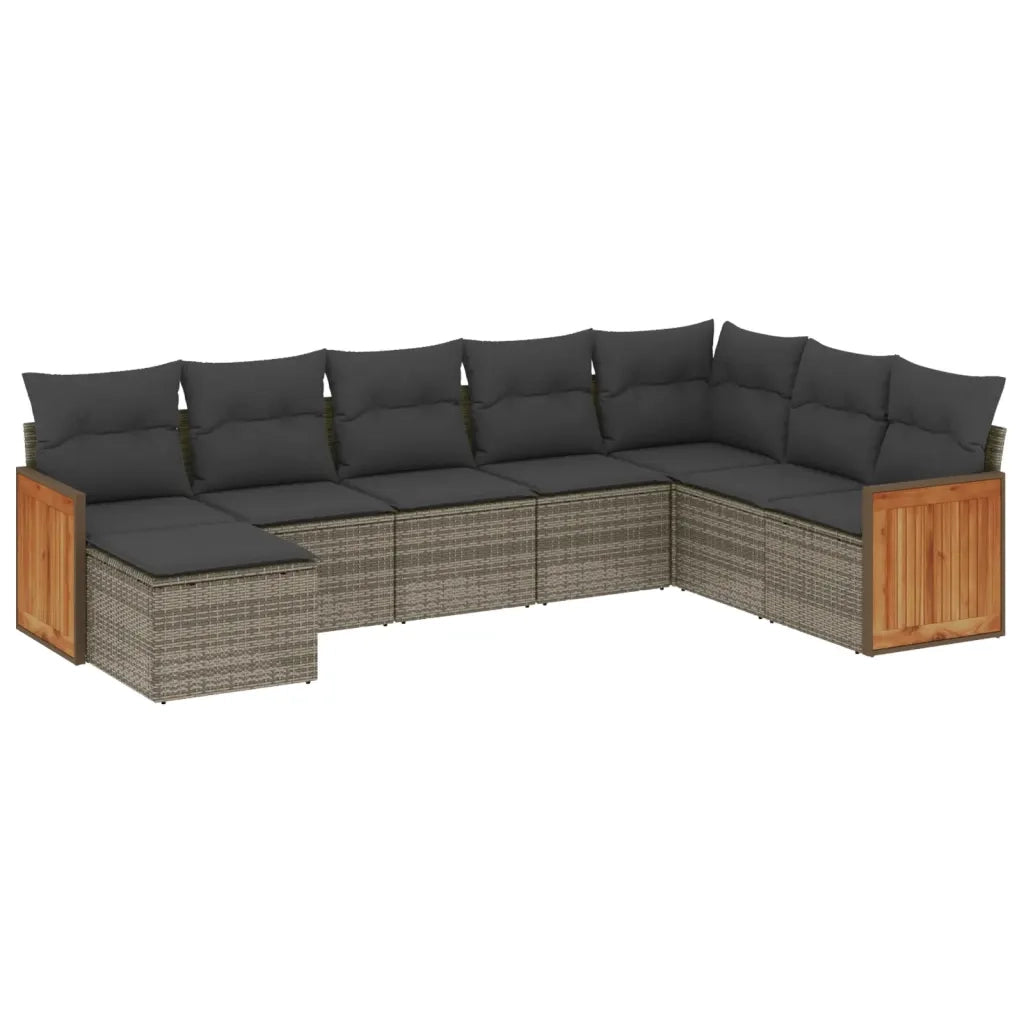 Set Divano da Giardino 8 pz con Cuscini Grigio in Polyrattan 3260331