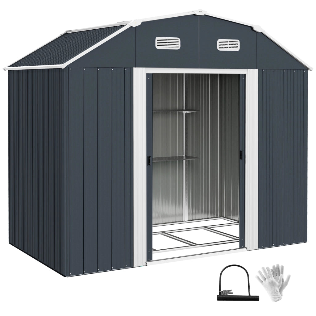 ARMADIO DA GIARDINO 238x132x198,5 cm Acciaio Grigio Scuro